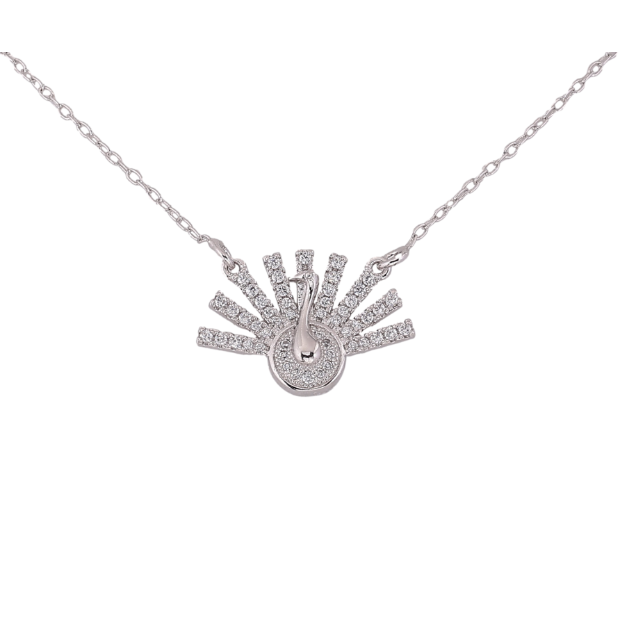 Підвіска на ланцюжку Xuping колір Родій "Павич з кристалами" довжина 42-45см х 1мм фото №1