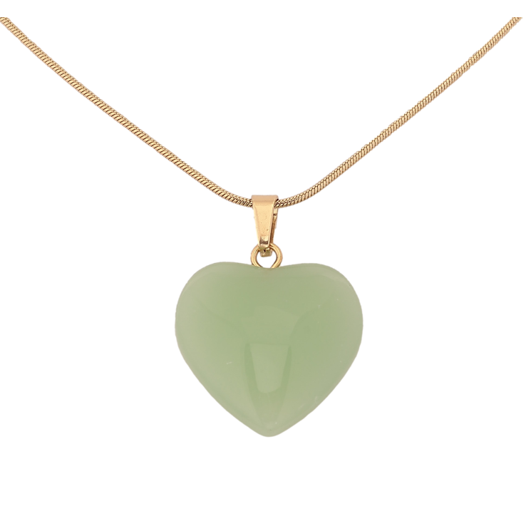 Підвіска на ланцюжку Xuping ТТМ Stainless Steel колір 14К "Зелене серце" довжина 45-50см х 1мм фото №9