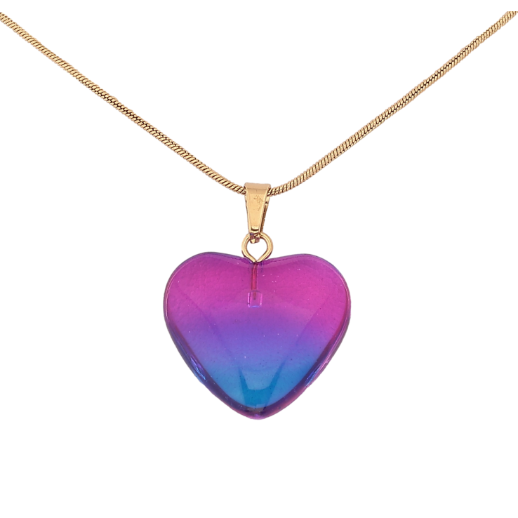 Підвіска на ланцюжку Xuping ТТМ Stainless Steel колір 14К "Малиново-синє серце" довжина 45-50см х 1мм фото №11