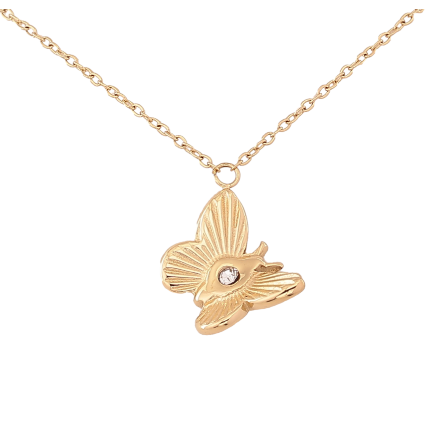 Підвіска на ланцюжку Xuping ТТМ Stainless Steel колір 14К "Метелик" довжина 45-50см х 1мм фото №1