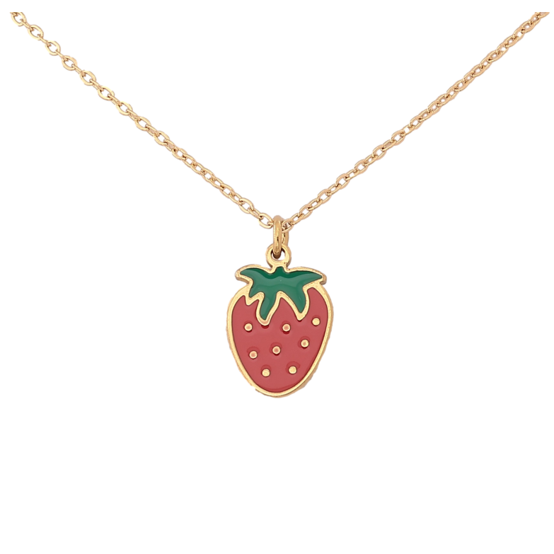 Підвіска на ланцюжку Xuping ТТМ Stainless Steel колір 14К "Полуничка" довжина 45-50см х 1мм фото №1 Підвіска на ланцюжку Xuping ТТМ Stainless Steel колір 14К "Полуничка" довжина 45-50см х 1мм фото №1