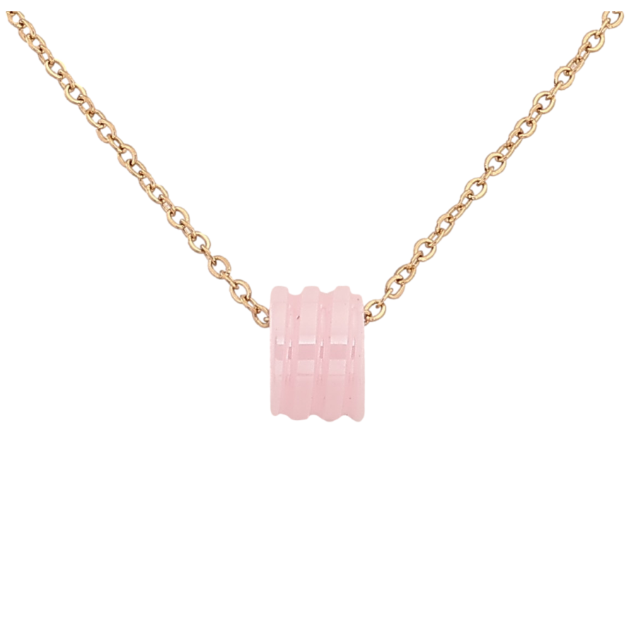 Підвіска на ланцюжку Xuping ТТМ Stainless Steel колір 14К "Намистина з рожевої кераміки" довжина 45-50см х 1мм фото №1