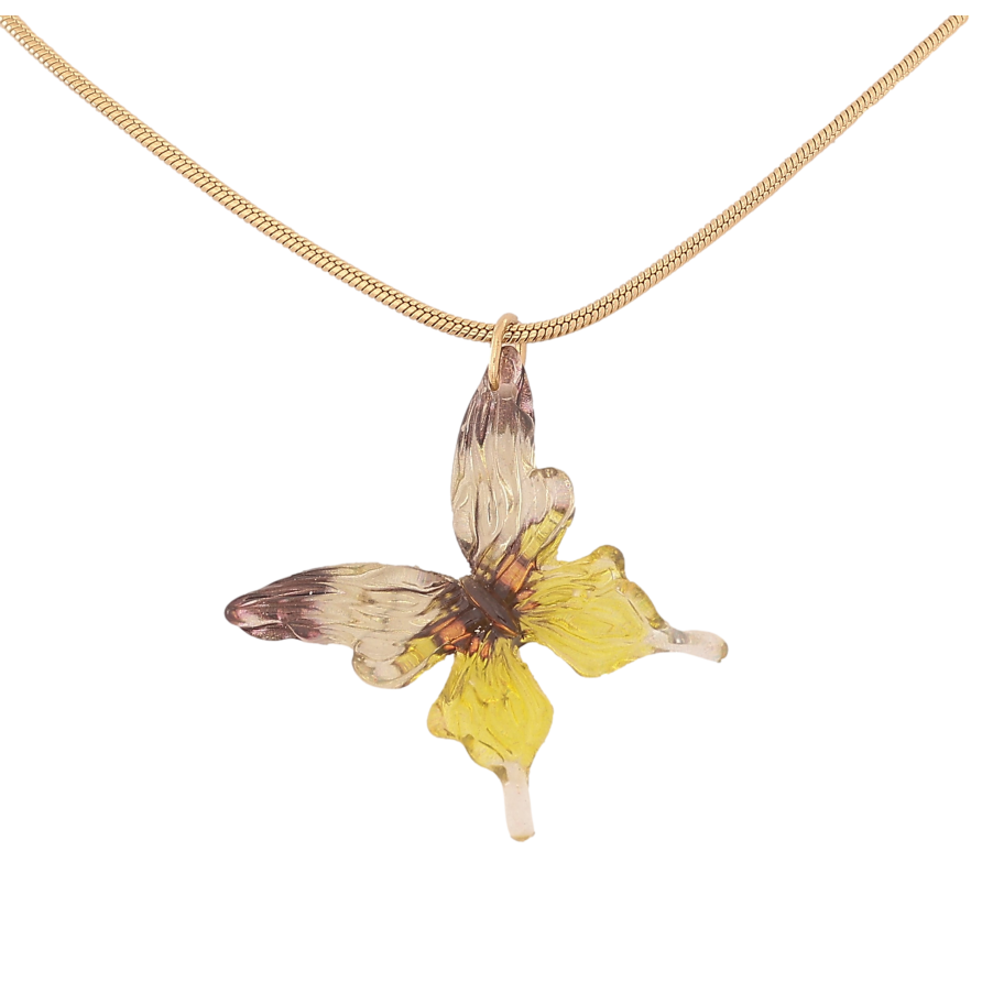 Підвіска на ланцюжку Xuping ТТМ Stainless Steel колір 14К "Метелик" довжина 40-45см х 1мм фото №1