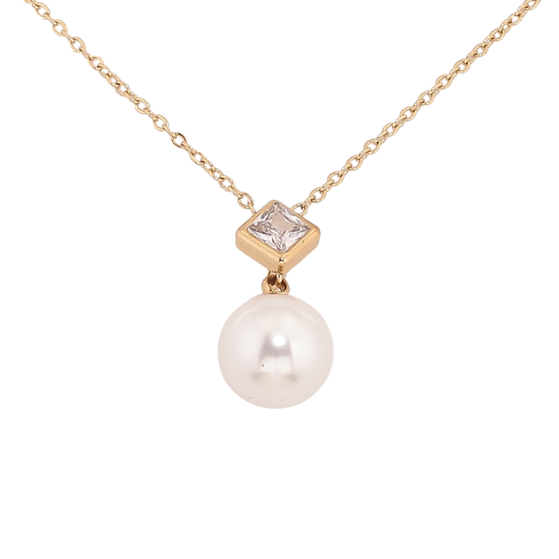 Підвіска на ланцюжку Xuping ТТМ Stainless Steel колір 14К "Кристал з перлиною" довжина 46-51см х 1мм фото №4 Підвіска на ланцюжку Xuping ТТМ Stainless Steel колір 14К "Кристал з перлиною" довжина 46-51см х 1мм фото №4