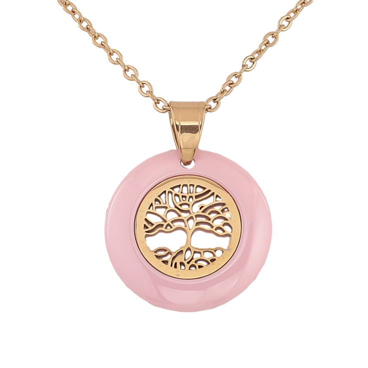 Підвіска на ланцюжку Xuping ТТМ Stainless Steel колір 14К "Дерево життя в кільці з рожевої кераміки" довжина 45-50см х 2мм фото №19 Підвіска на ланцюжку Xuping ТТМ Stainless Steel колір 14К "Дерево життя в кільці з рожевої кераміки" довжина 45-50см х 2мм фото №19