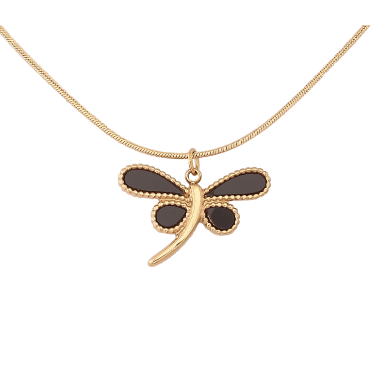 Підвіска на ланцюжку Xuping ТТМ Stainless Steel колір 14К "Бабка з чорними вставками" довжина 46-51см х 1мм фото №1