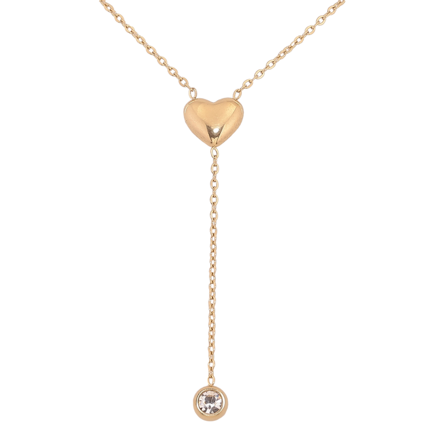 Підвіска на ланцюжку Xuping ТТМ Stainless Steel колір 14К "Серце з кристалом" довжина 45-50см х 1мм фото №1