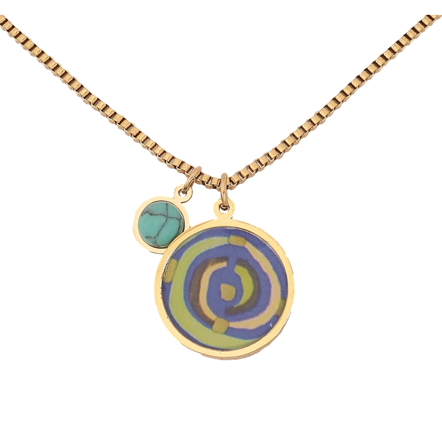 Підвіска на ланцюжку Xuping ТТМ Stainless Steel колір 14К "Дві кольорові підвіски" довжина 42-47см х 1.5мм фото №1 Підвіска на ланцюжку Xuping ТТМ Stainless Steel колір 14К "Дві кольорові підвіски" довжина 42-47см х 1.5мм фото №1