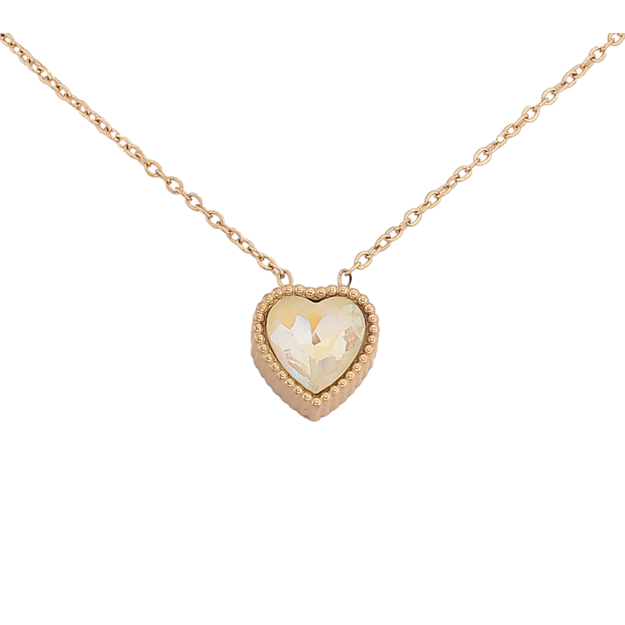 Підвіска на ланцюжку Xuping ТТМ Stainless Steel колір 14К "Серце з райдужним кристалом" довжина 45-50см х 1мм фото №1