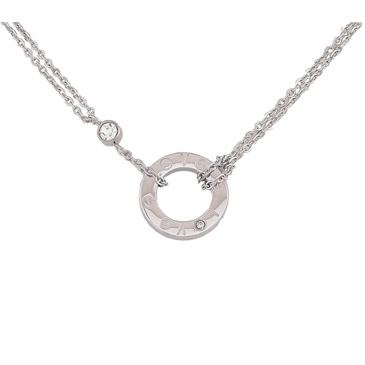 Кольє Xuping ТТМ Stainless Steel колір Родій "Подвійний ланцюжок з кільцем Love" довжина 45-51см х 3мм фото №9 Кольє Xuping ТТМ Stainless Steel колір Родій "Подвійний ланцюжок з кільцем Love" довжина 45-51см х 3мм фото №9