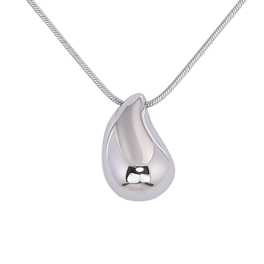 Підвіска на ланцюжку Xuping ТТМ Stainless Steel колір Родій "Крапелька" довжина 41-46см х 1мм фото №1