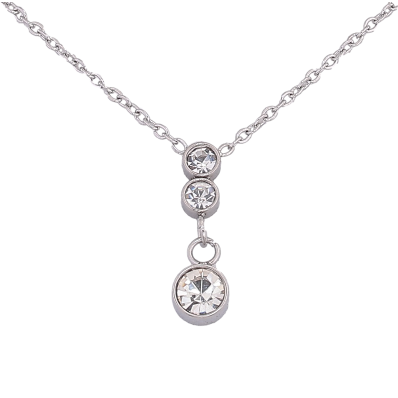 Підвіска на ланцюжку Xuping ТТМ Stainless Steel колір Родій "Кристальні підвіски" довжина 46-51см х 1.5мм фото №1