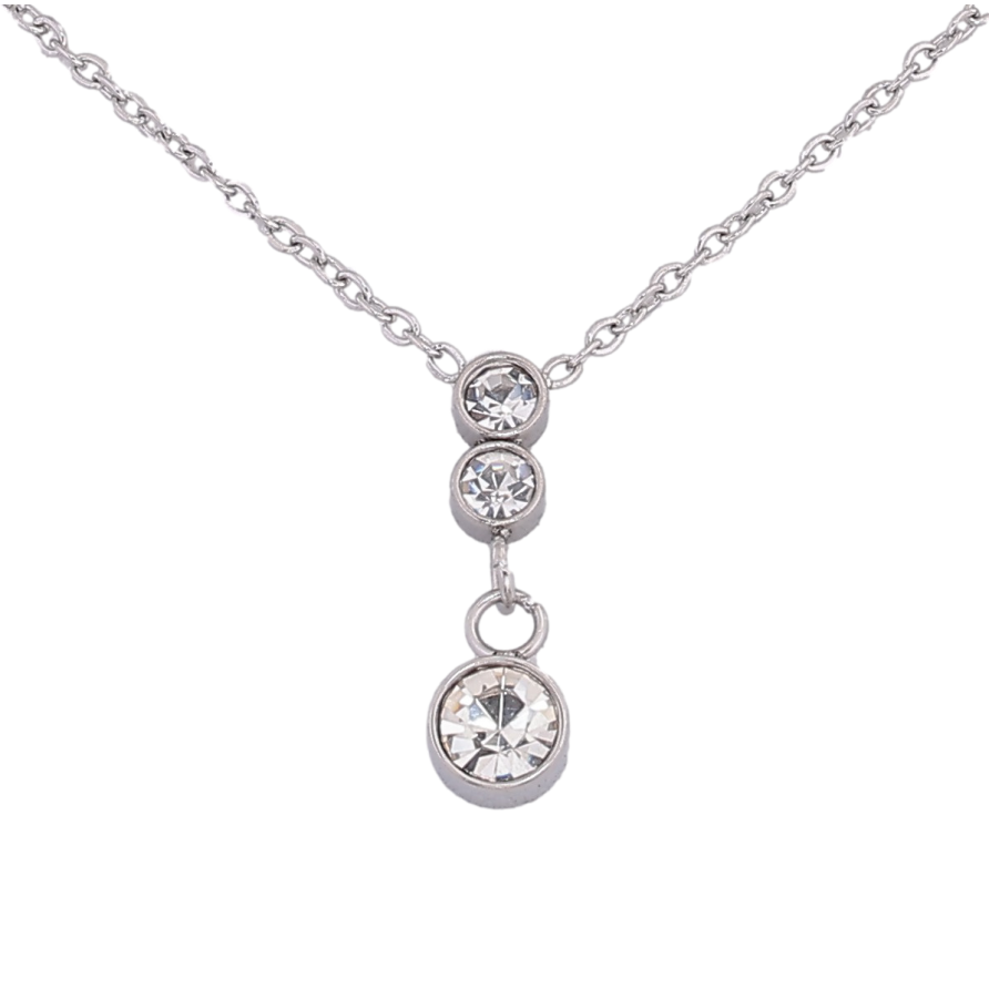 Підвіска на ланцюжку Xuping ТТМ Stainless Steel колір Родій "Кристальні підвіски" довжина 46-51см х 1.5мм фото №1