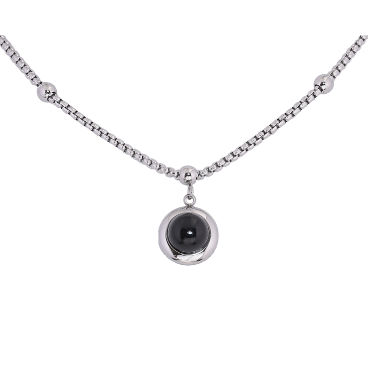 Підвіска на ланцюжку Xuping ТТМ Stainless Steel колір Родій "Коло з чорною вставкою" довжина 45-50см х 2-4мм фото №20