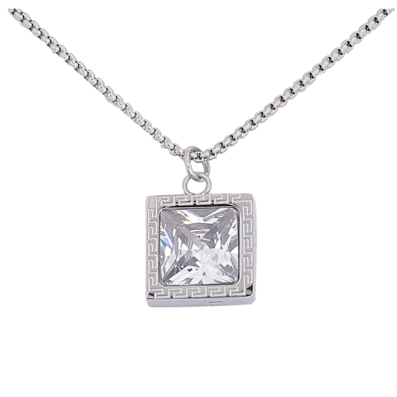 Підвіска на ланцюжку Xuping ТТМ Stainless Steel колір Родій "Кристал" довжина 45-50см х 1.5мм фото №1