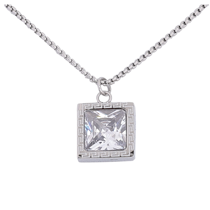 Підвіска на ланцюжку Xuping ТТМ Stainless Steel колір Родій "Кристал" довжина 45-50см х 1.5мм фото №1