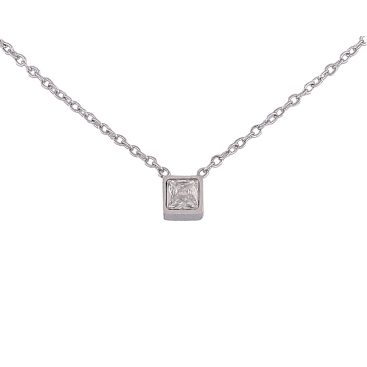 Підвіска на ланцюжку Xuping ТТМ Stainless Steel колір Родій "Кристал, 5х5мм" довжина 44-48см х 1.5мм фото №25