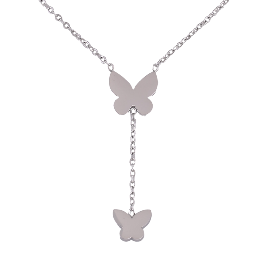 Підвіска на ланцюжку Xuping ТТМ Stainless Steel колір Родій "Метелики" довжина 39-45см х 1.5мм фото №1 Підвіска на ланцюжку Xuping ТТМ Stainless Steel колір Родій "Метелики" довжина 39-45см х 1.5мм фото №1
