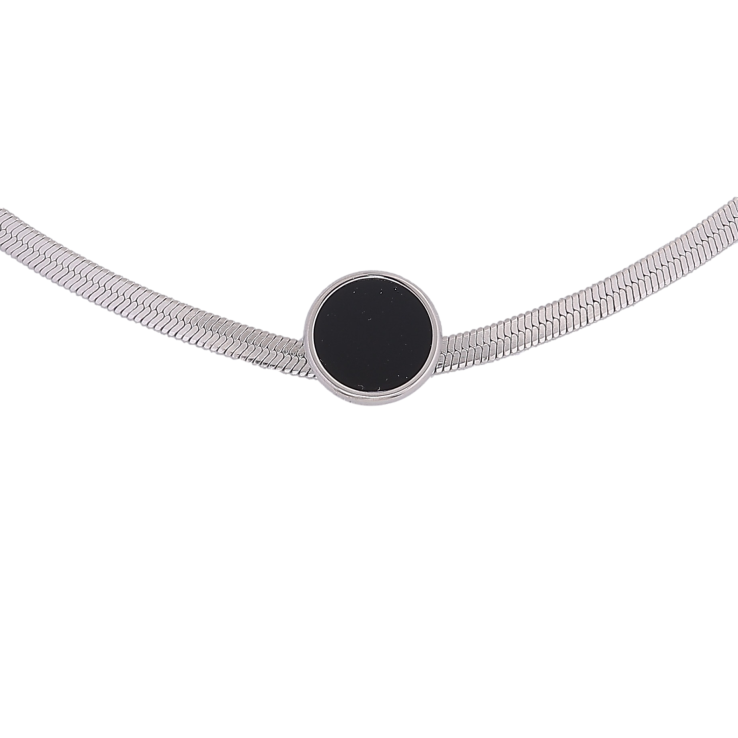 Підвіска на ланцюжку Xuping ТТМ Stainless Steel колір Родій "Коло з чорною вставкою, ø 12мм" довжина 46-51см х 3мм фото №21