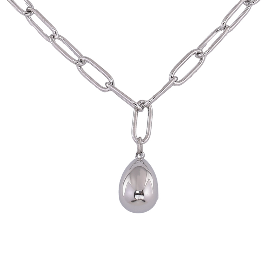 Підвіска на ланцюжку Xuping ТТМ Stainless Steel колір Родій "Крапелька" довжина 46-51см х 4мм фото №1