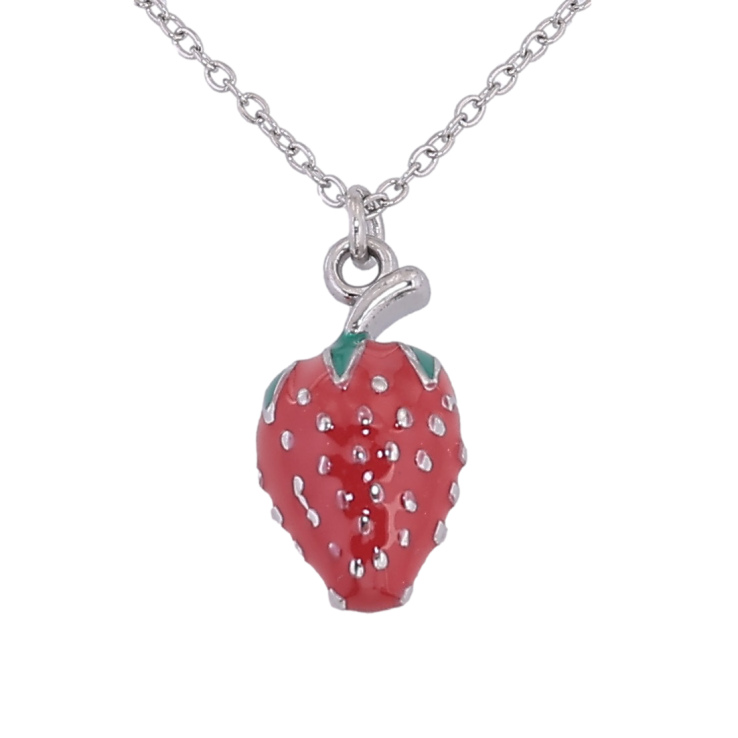 Підвіска на ланцюжку Xuping ТТМ Stainless Steel колір Родій "Полуничка" довжина 45-50см х 1.5мм фото №4