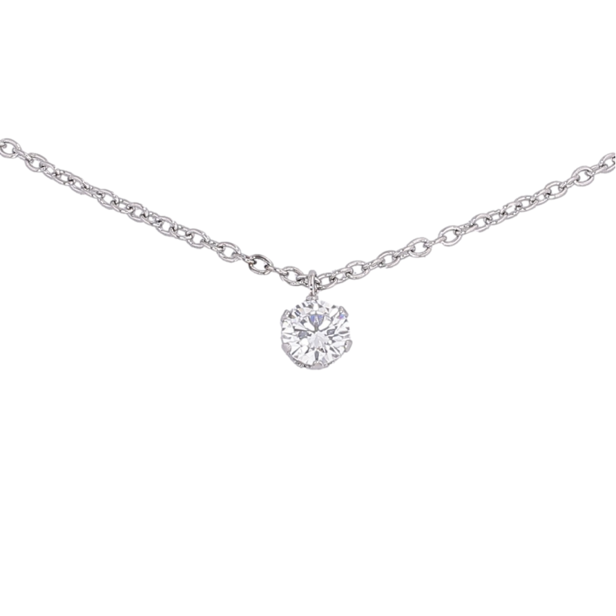 Підвіска на ланцюжку Xuping ТТМ Stainless Steel колір Родій "Кристал, ø 5мм" довжина 45-50см х 1.5мм фото №1 Підвіска на ланцюжку Xuping ТТМ Stainless Steel колір Родій "Кристал, ø 5мм" довжина 45-50см х 1.5мм фото №1