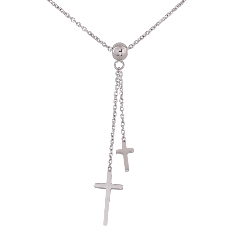 Підвіска на ланцюжку Xuping ТТМ Stainless Steel колір Родій "Хрестики" довжина 45-50см х 1.5мм фото №1