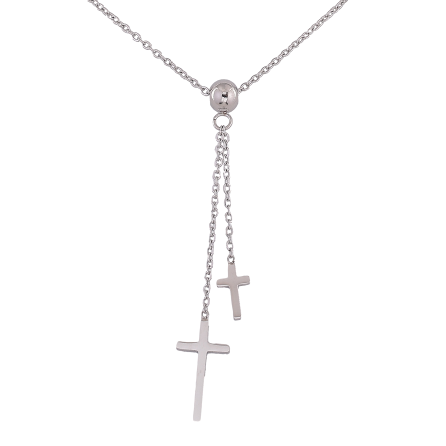 Підвіска на ланцюжку Xuping ТТМ Stainless Steel колір Родій "Хрестики" довжина 45-50см х 1.5мм фото №1