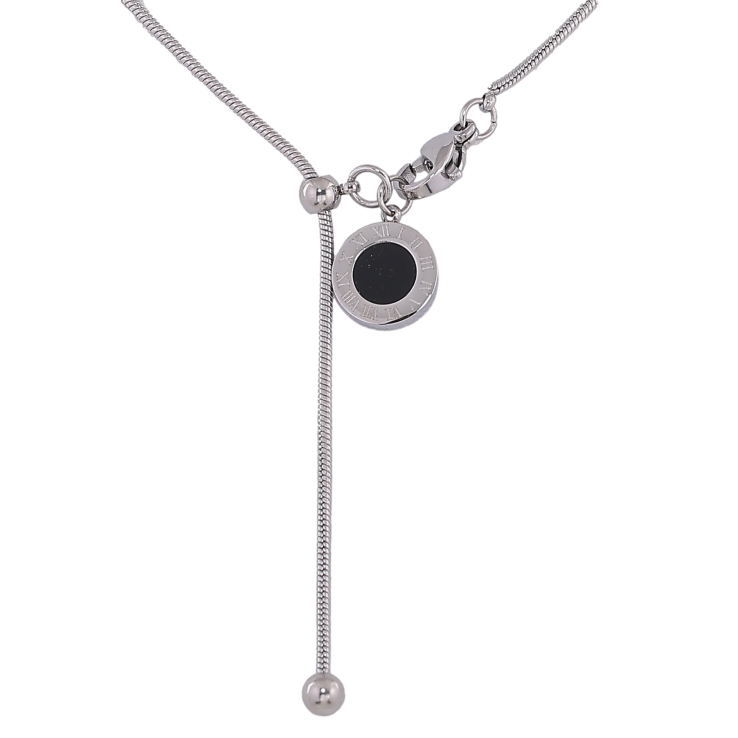 Підвіска на ланцюжку Xuping ТТМ Stainless Steel колір Родій "Циферблат з чорною вставкою" довжина 54см х 1.5мм фото №3