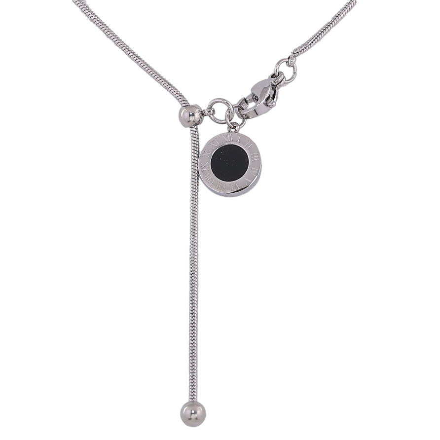 Підвіска на ланцюжку Xuping ТТМ Stainless Steel колір Родій "Циферблат з чорною вставкою" довжина 54см х 1.5мм фото №1