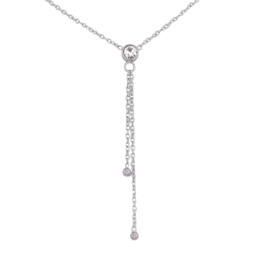 Підвіска на ланцюжку Xuping ТТМ Stainless Steel колір Родій "Кульки на ланцюжку" довжина 46-51см х 1.5мм фото №1