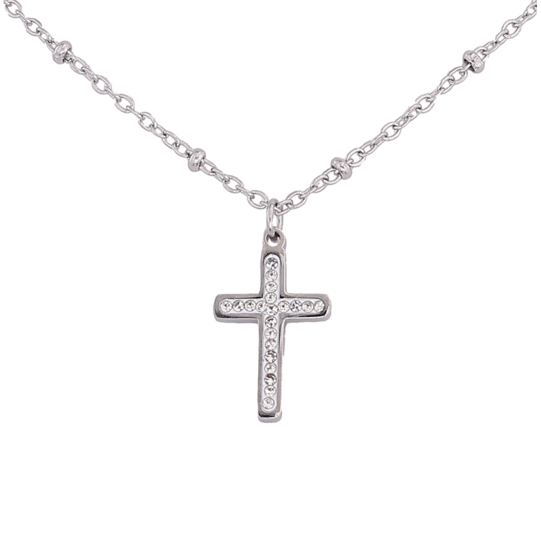 Підвіска на ланцюжку Xuping ТТМ Stainless Steel колір Родій "Хрест з кристалами" довжина 45-50см х 1.5-2мм фото №1 Підвіска на ланцюжку Xuping ТТМ Stainless Steel колір Родій "Хрест з кристалами" довжина 45-50см х 1.5-2мм фото №1