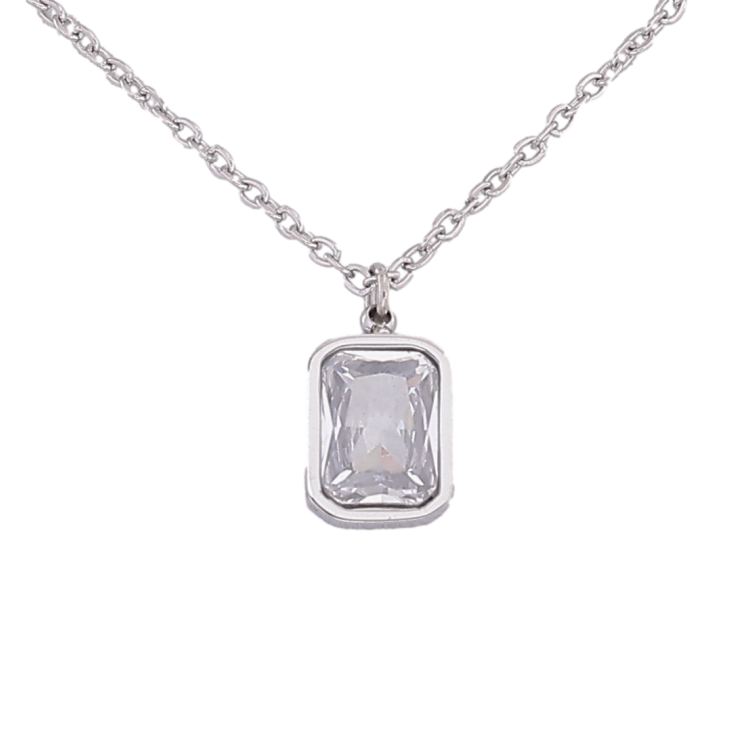 Підвіска на ланцюжку Xuping ТТМ Stainless Steel колір Родій "Кристал" довжина 45-50см х 1.5мм фото №5