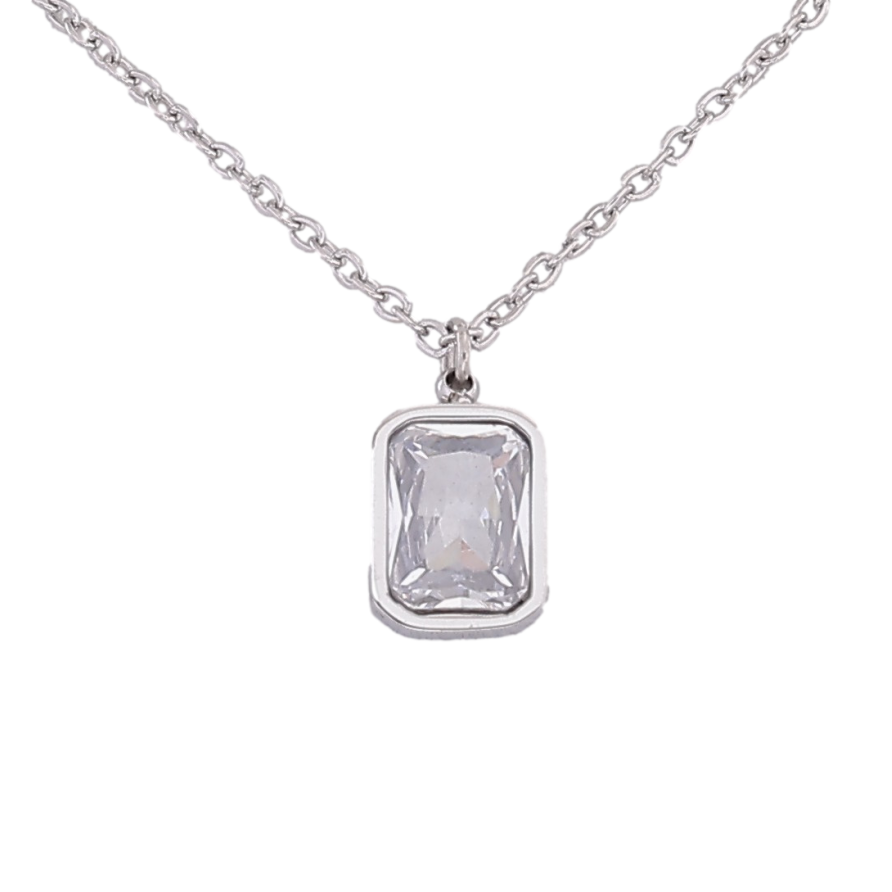 Підвіска на ланцюжку Xuping ТТМ Stainless Steel колір Родій "Кристал" довжина 45-50см х 1.5мм фото №1