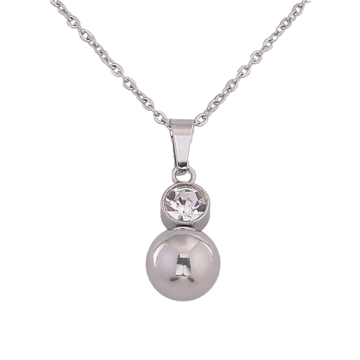 Підвіска на ланцюжку Xuping ТТМ Stainless Steel колір Родій "Кулька з кристалом" довжина 39-44см х 1.5мм фото №18