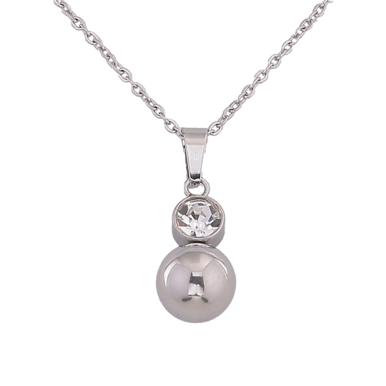 Підвіска на ланцюжку Xuping ТТМ Stainless Steel колір Родій "Кулька з кристалом" довжина 39-44см х 1.5мм фото №1 Підвіска на ланцюжку Xuping ТТМ Stainless Steel колір Родій "Кулька з кристалом" довжина 39-44см х 1.5мм фото №1