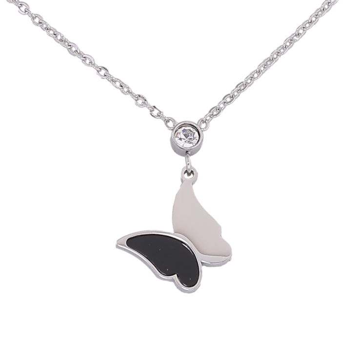 Підвіска на ланцюжку Xuping ТТМ Stainless Steel колір Родій "Метелик з чорною вставкою" довжина 41-46см х 1.5мм фото №8