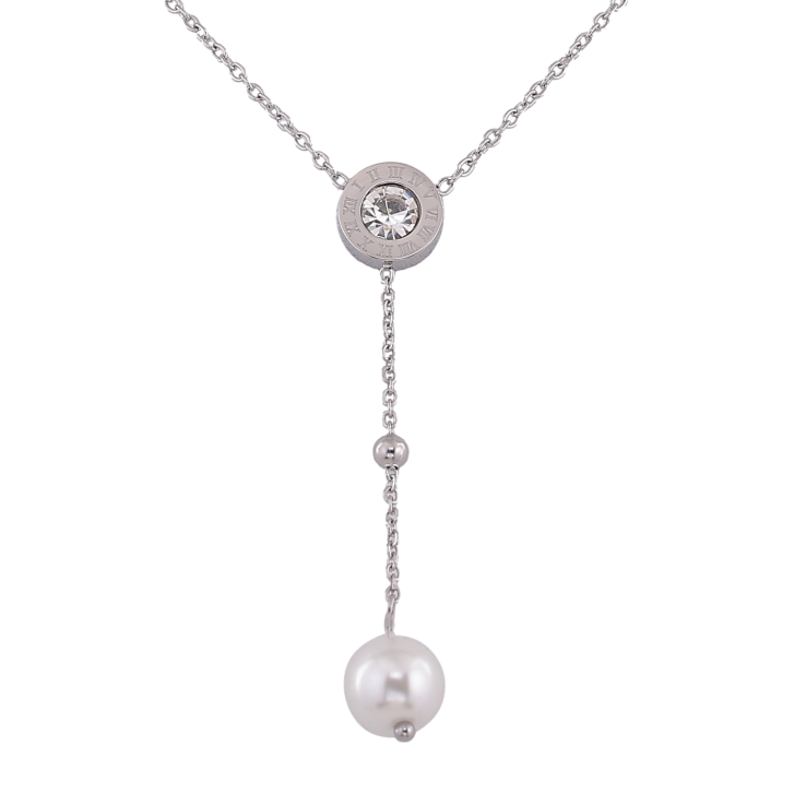 Підвіска на ланцюжку Xuping ТТМ Stainless Steel колір Родій "Циферблат з кристалом та перловою підвіскою" довжина 45-50см х 1.5мм фото №22