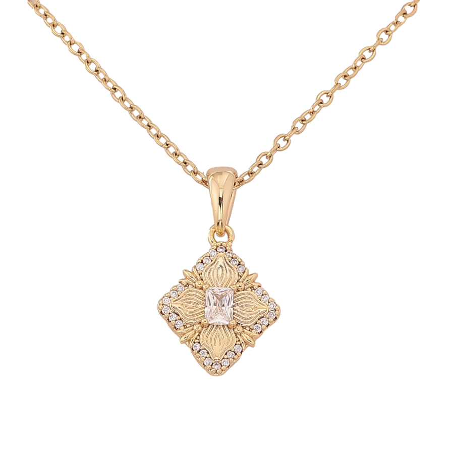 Підвіска на ланцюжку Xuping колір Позолота 14K "Квітка з кристалами" довжина 42-52см х 1.5мм фото №1