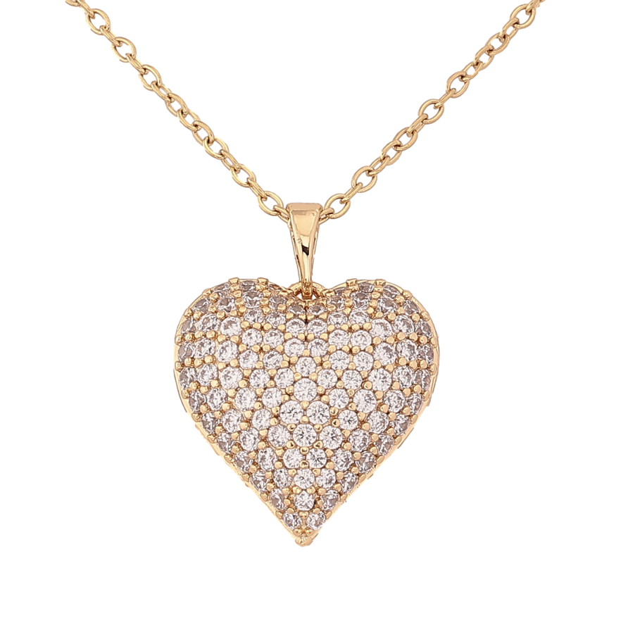 Підвіска на ланцюжку Xuping колір Позолота 14K "Серце з інкрустацією кристалами" довжина 42-51см х 1.5мм фото №1