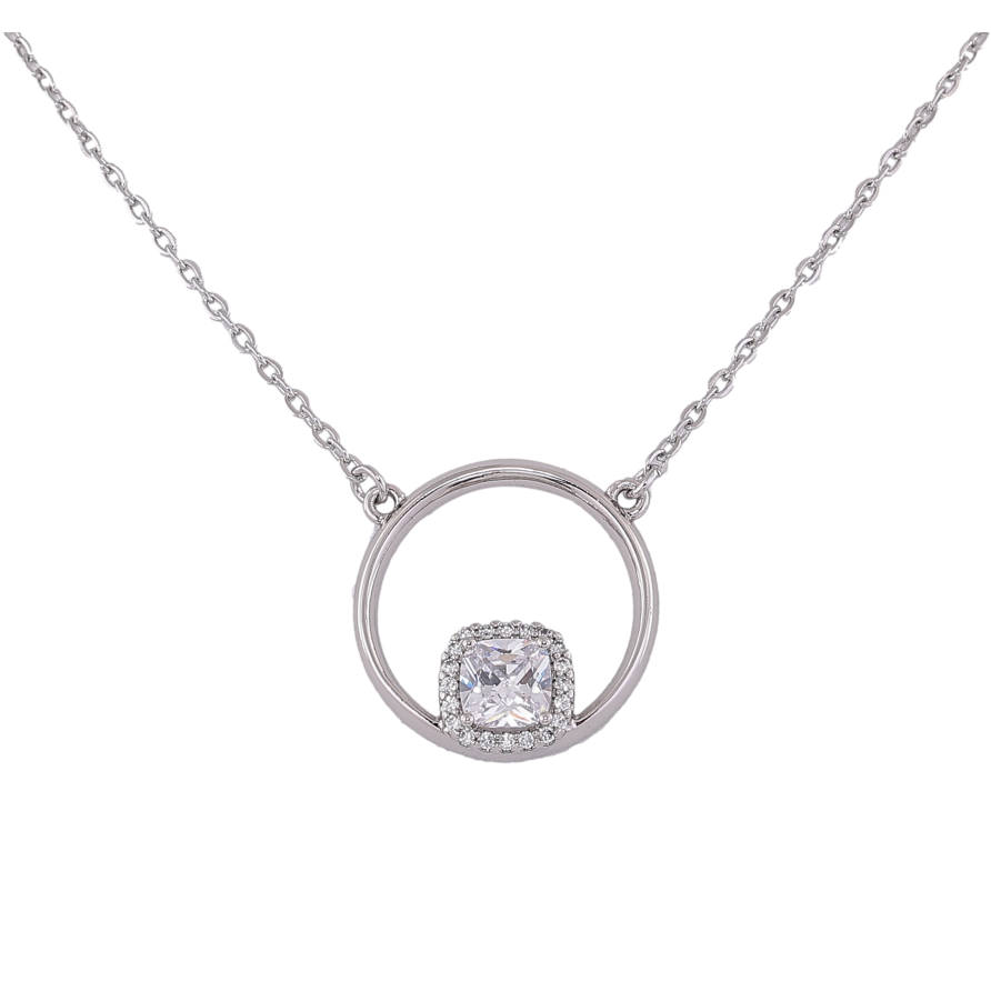 Підвіска на ланцюжку Xuping колір Родій "Кільце з кристалом" розмір 44-49см х 1.5мм фото №1