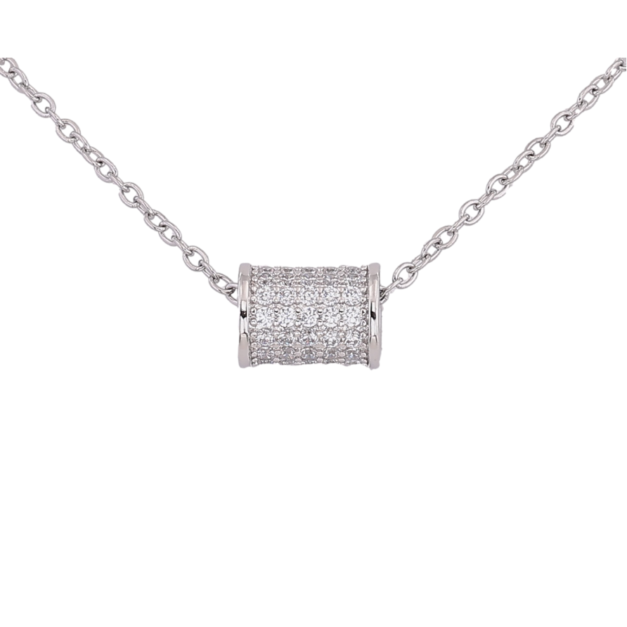 Підвіска на ланцюжку Xuping колір Родій "Декоративна намистина з інкрустацією кристалами" розмір 46-51см х 1.5мм фото №1