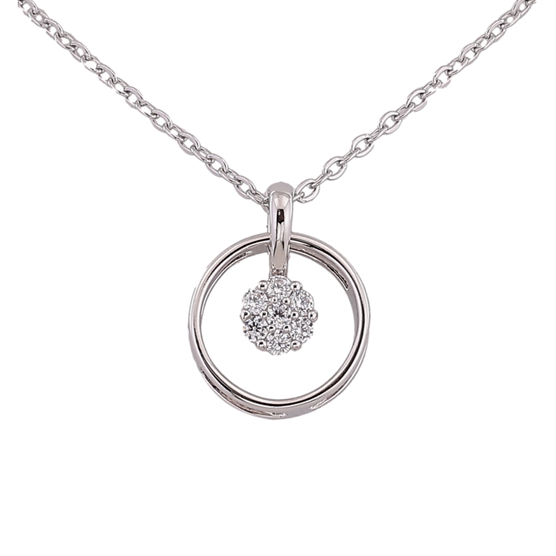 Подвеска на цепочке Xuping цвет Родий "Узор с кристаллами" размер 43-46см х 1.5мм фото №1