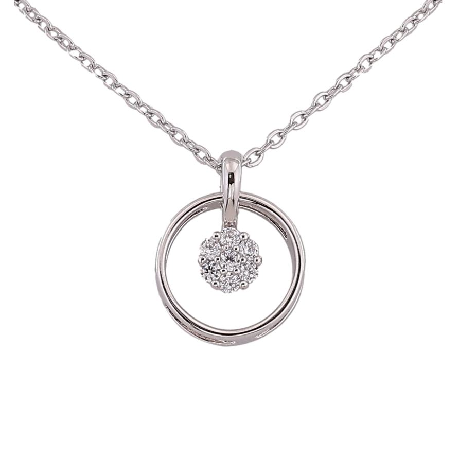 Подвеска на цепочке Xuping цвет Родий "Узор с кристаллами" размер 43-46см х 1.5мм фото №1