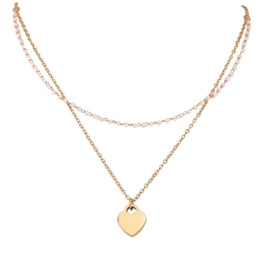 Підвіска на ланцюжку Xuping ТТМ Stainless Steel колір 14К "Два ланцюжки з серцем" довжина 42-47см х 1.5мм фото №1 Підвіска на ланцюжку Xuping ТТМ Stainless Steel колір 14К "Два ланцюжки з серцем" довжина 42-47см х 1.5мм фото №1