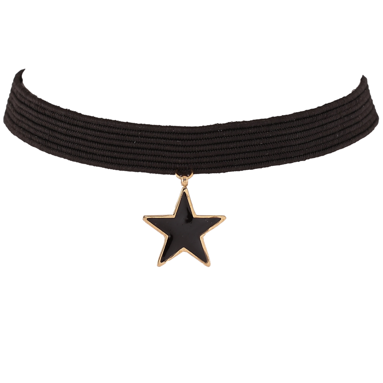 Чокер-гумка Xuping ТТМ Stainless Steel колір 14К "Зірка" довжина 37-45см х 8мм фото №3 Чокер-гумка Xuping ТТМ Stainless Steel колір 14К "Зірка" довжина 37-45см х 8мм фото №3