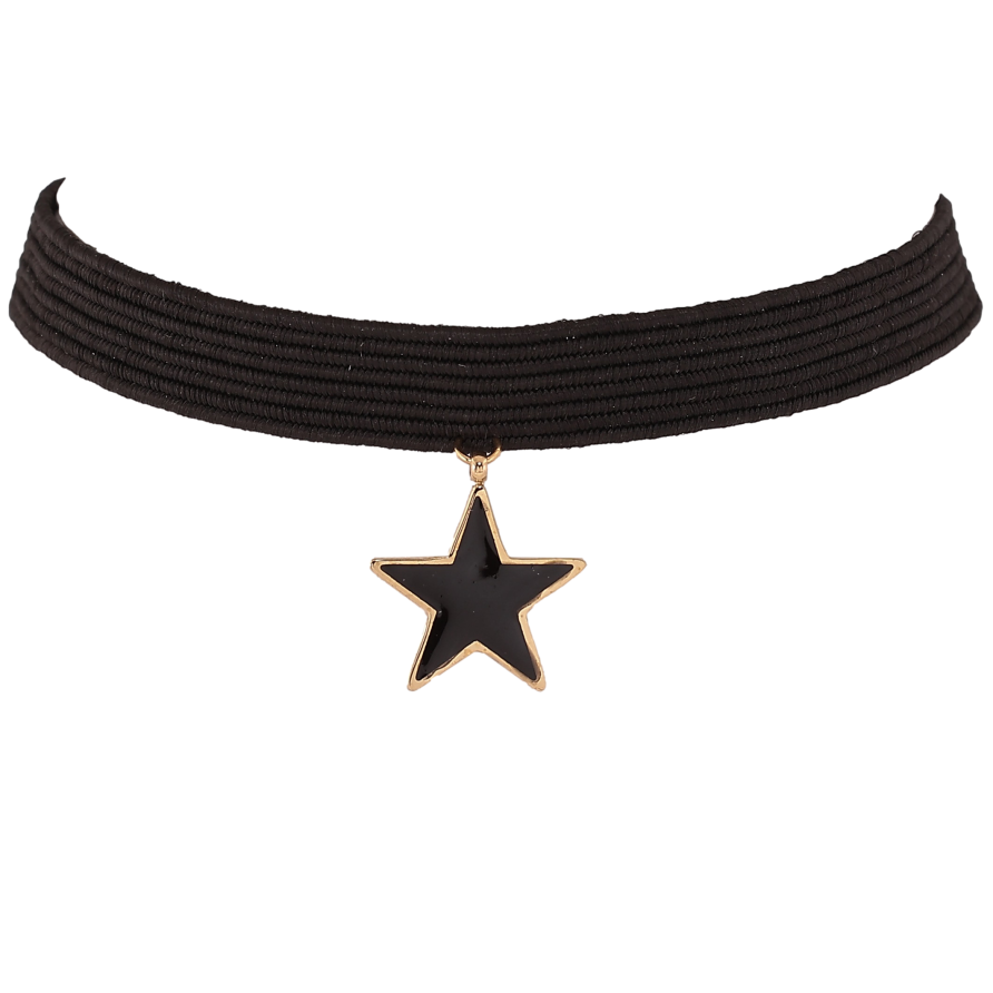 Чокер-гумка Xuping ТТМ Stainless Steel колір 14К "Зірка" довжина 37-45см х 8мм фото №1 Чокер-гумка Xuping ТТМ Stainless Steel колір 14К "Зірка" довжина 37-45см х 8мм фото №1