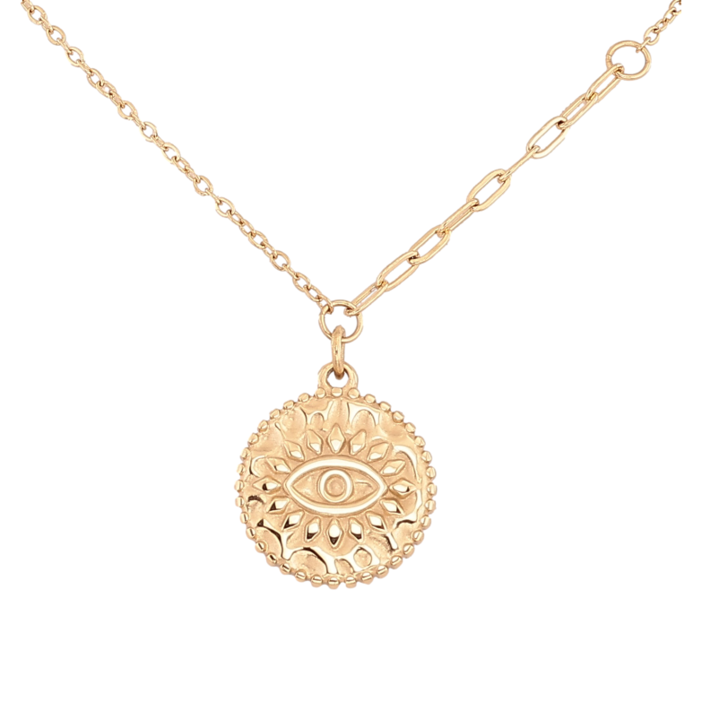 Підвіски на ланцюжку Xuping ТТМ Stainless Steel колір 14К "Візерунок око" довжина 45-50см х 1-2мм фото №2 Підвіски на ланцюжку Xuping ТТМ Stainless Steel колір 14К "Візерунок око" довжина 45-50см х 1-2мм фото №2