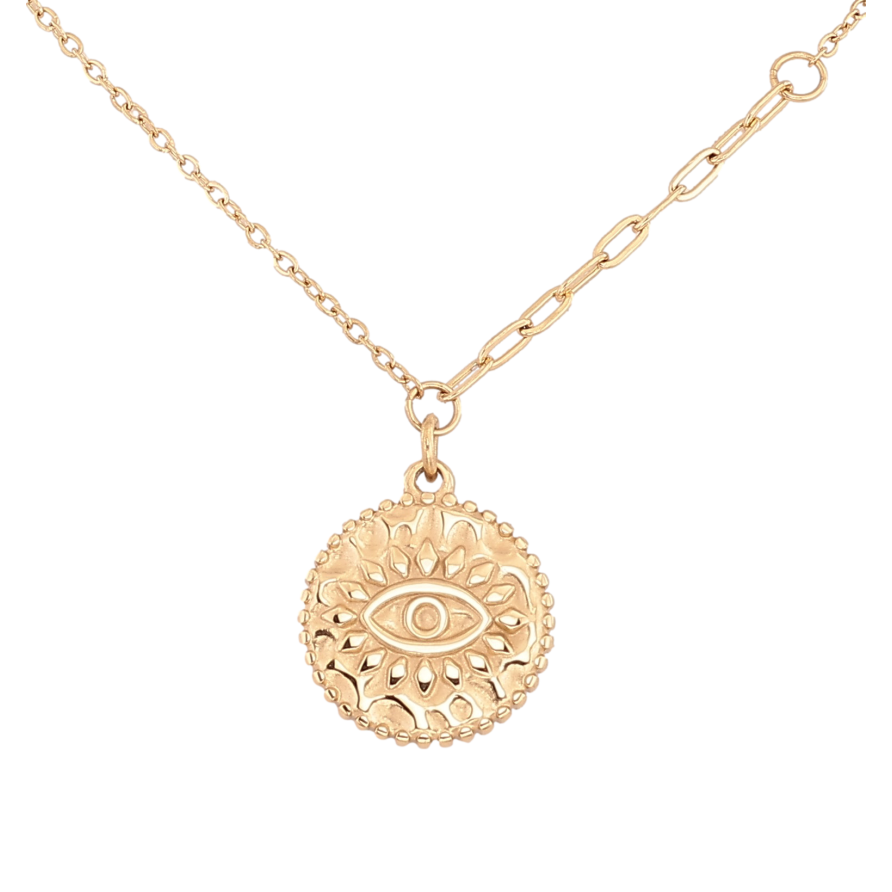 Підвіски на ланцюжку Xuping ТТМ Stainless Steel колір 14К "Візерунок око" довжина 45-50см х 1-2мм фото №1