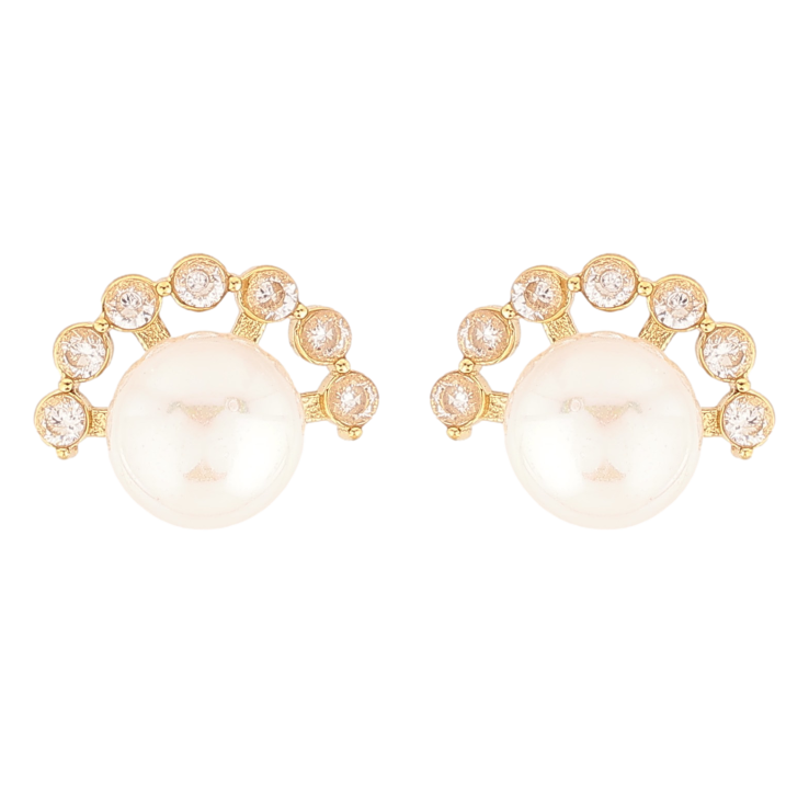 Сережки Нержавіюча сталь пусети "Перлини з кристалами" фото №6 Сережки Нержавіюча сталь пусети "Перлини з кристалами" фото №6